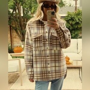 12th Tribe x the salty blonde collection purple plaid shacket.